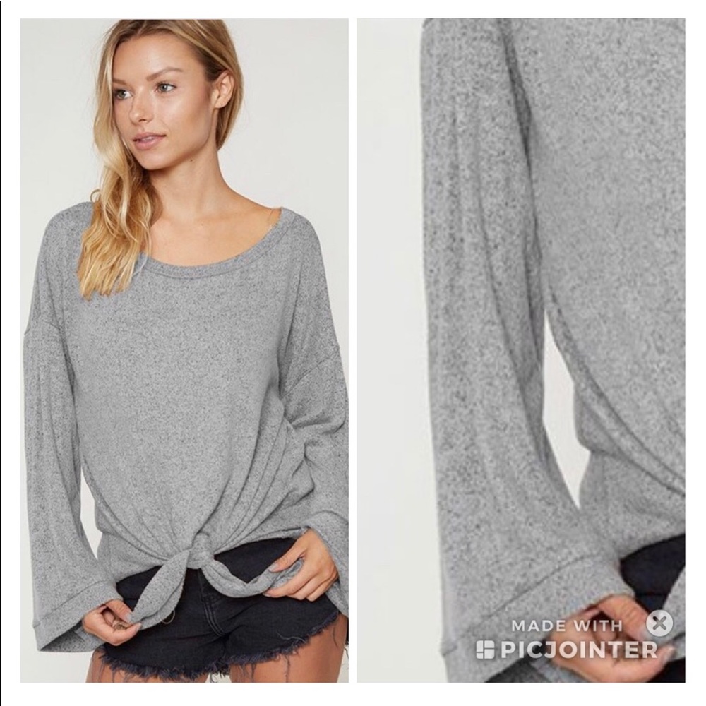 Gray bell sleeve top